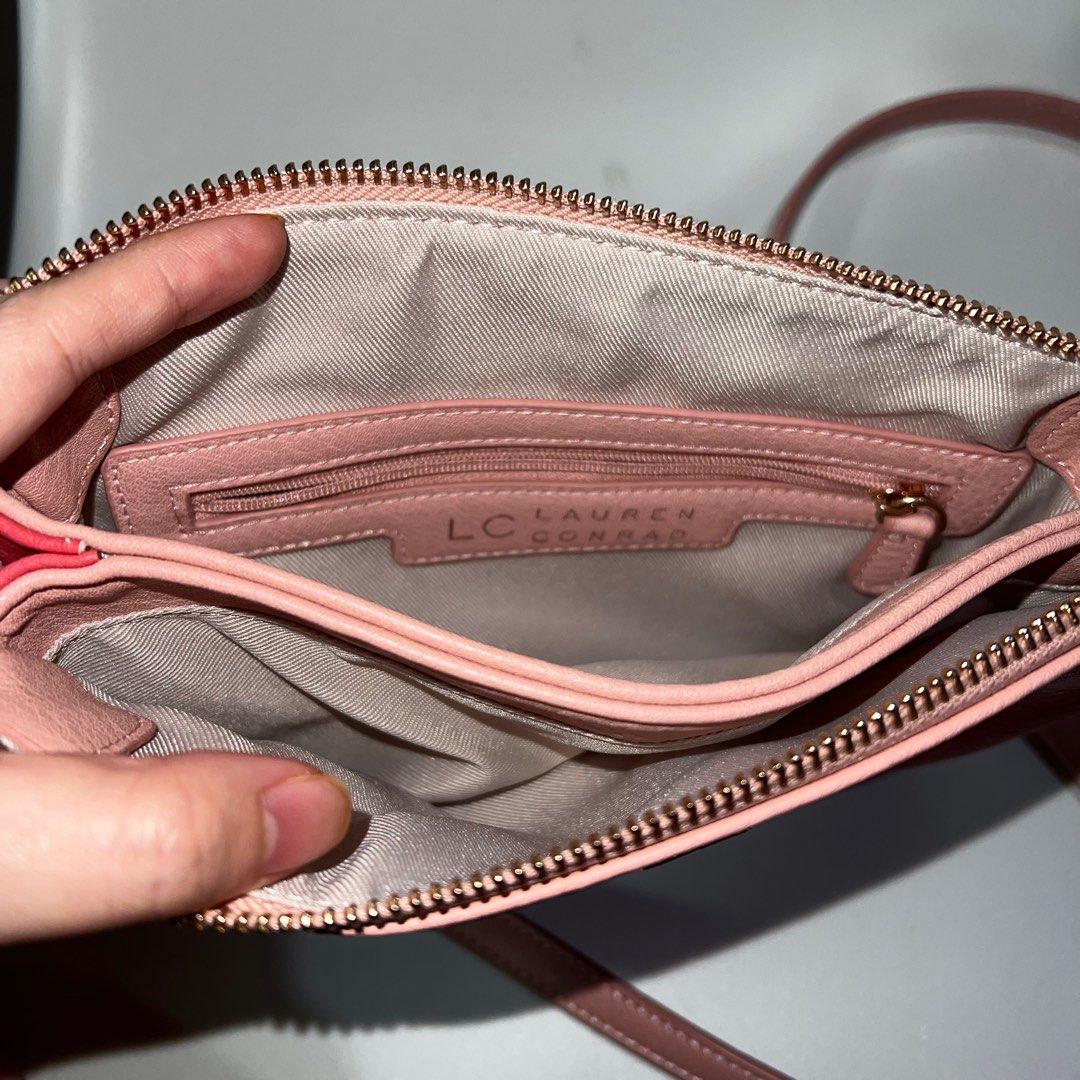 Lauren Conrad Crossbody Handbag Women Pink Faux Leather Purse Shoulder Bag
