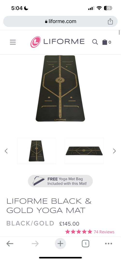 Liforme Travel Yoga Mat Black & Gold