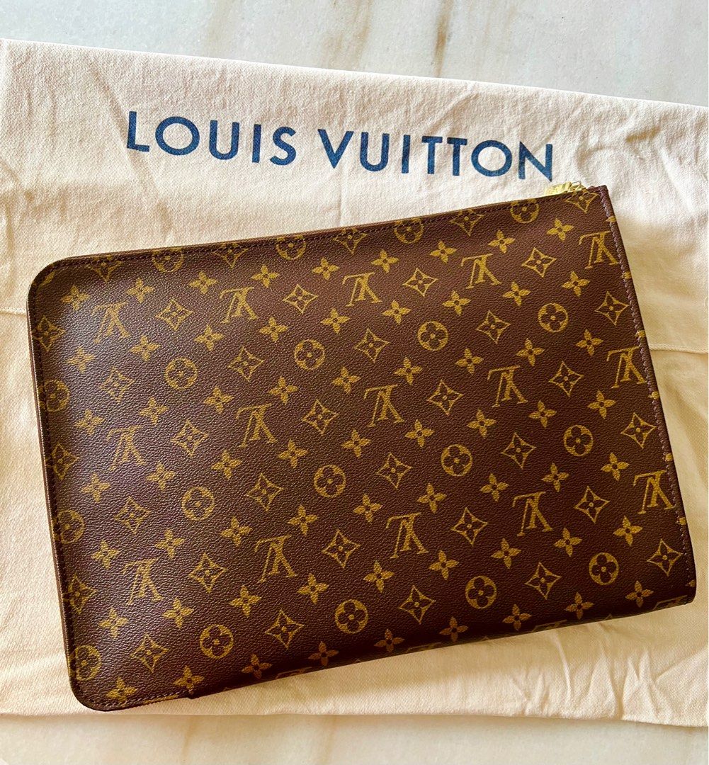 LV LV Unisex Clutch Box Brown Monogram Eclipse Coated Canvas Cowhide  Leather in 2023