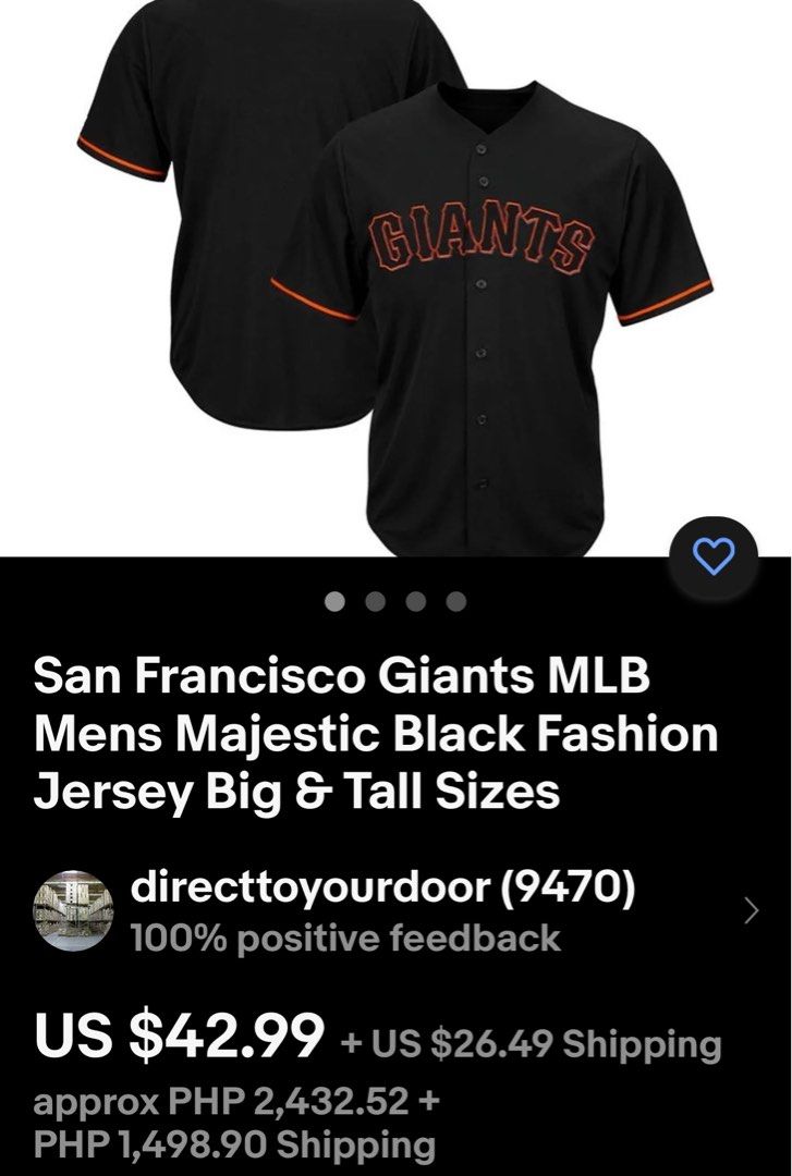 Majestic San Francisco Giants Black Baseball Jersey Stitches Youth
