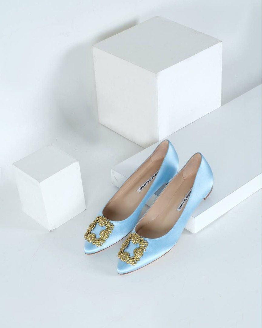 Manolo Blahnik Hangisi Flat Light Blue Luxury Sneakers Footwear on Carousell