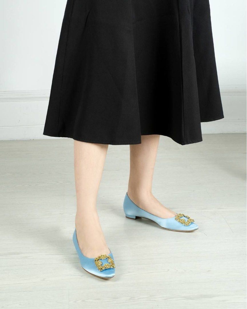 Manolo blahnik hangisi flats blue hot sale