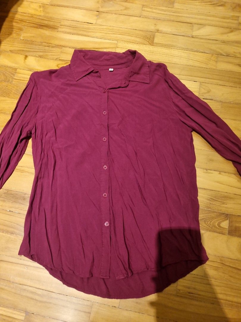 Maroon Printed Cotton Blouse