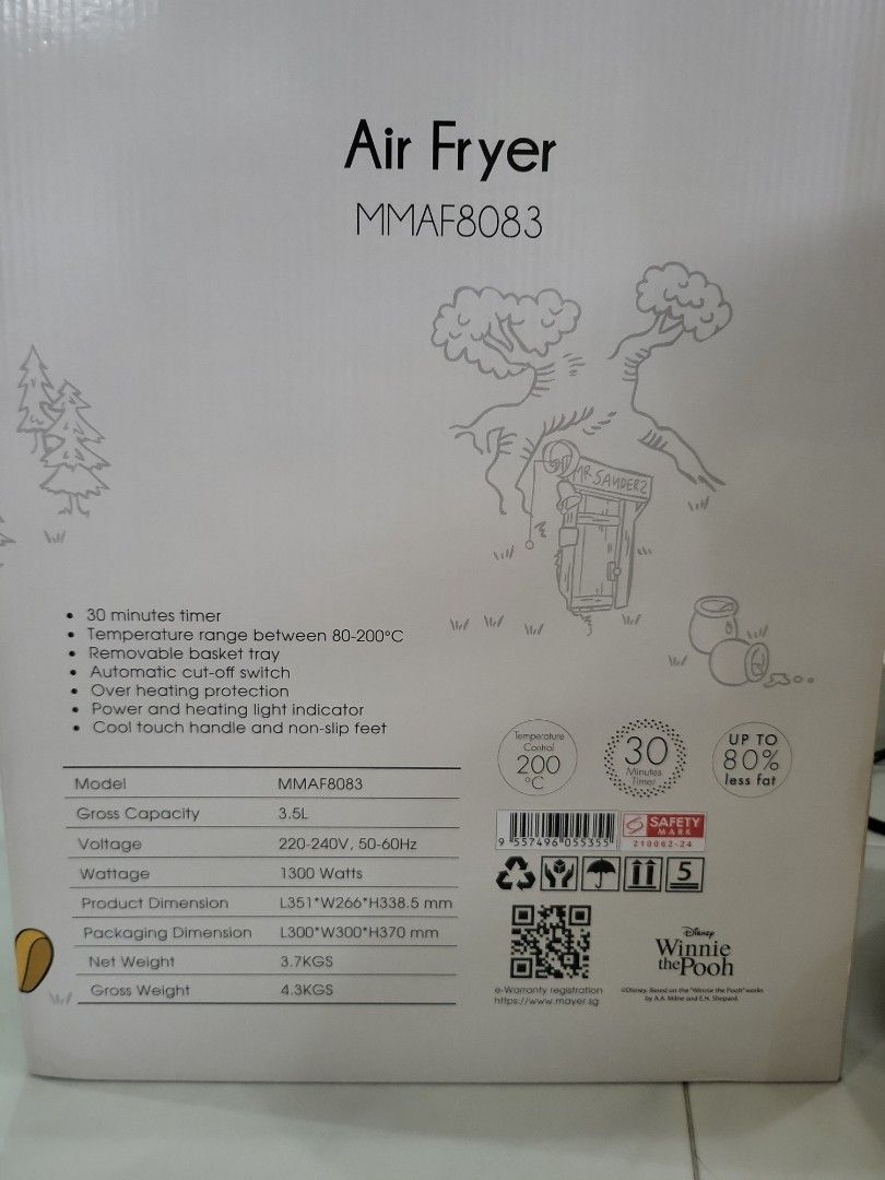 Mayer Air Fryer Disney winnie the pooh edition, TV & Home Appliances
