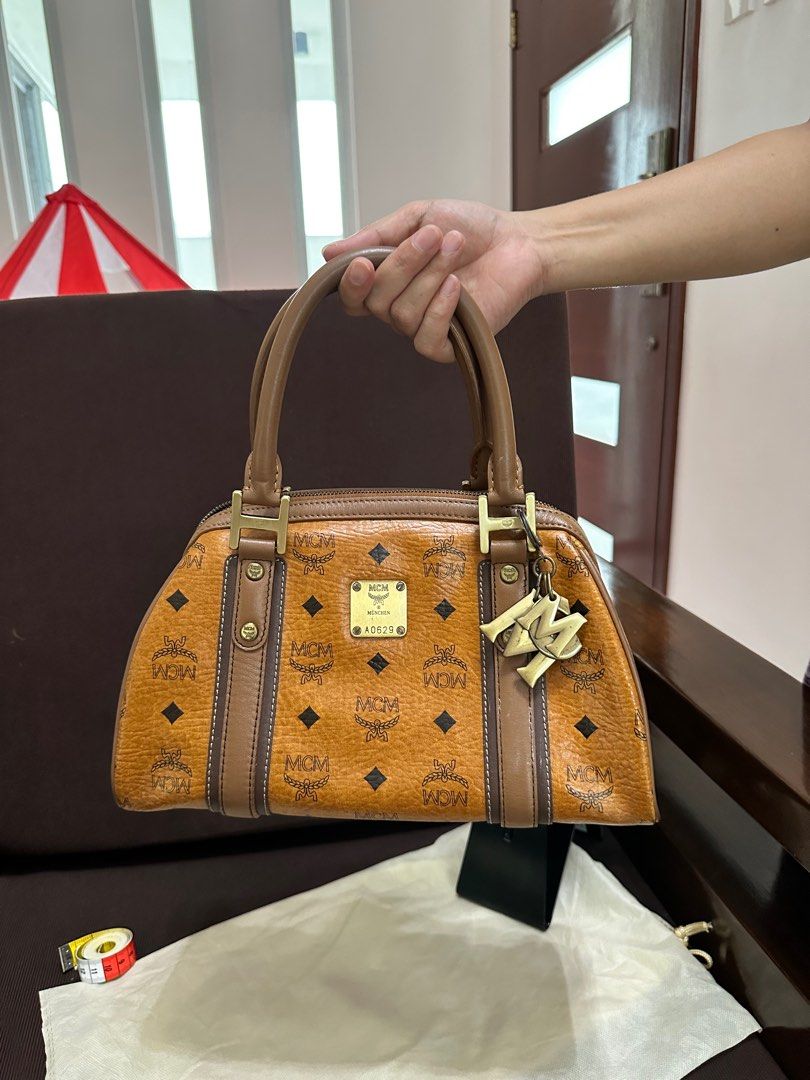 Authentic MCM Cognac Alma Handbag