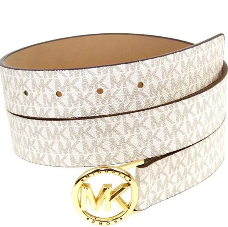 White and top gold mk belt