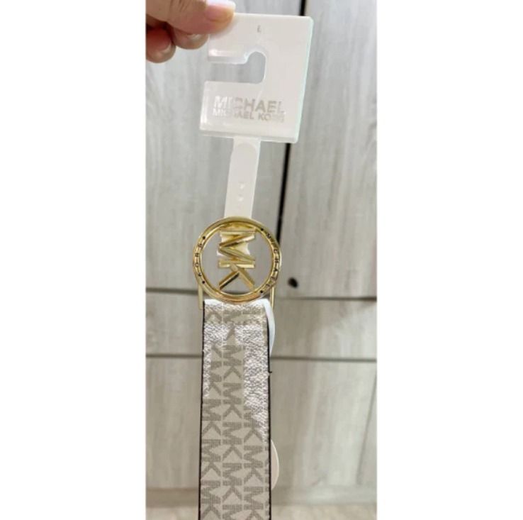 White and gold michael kors belt top