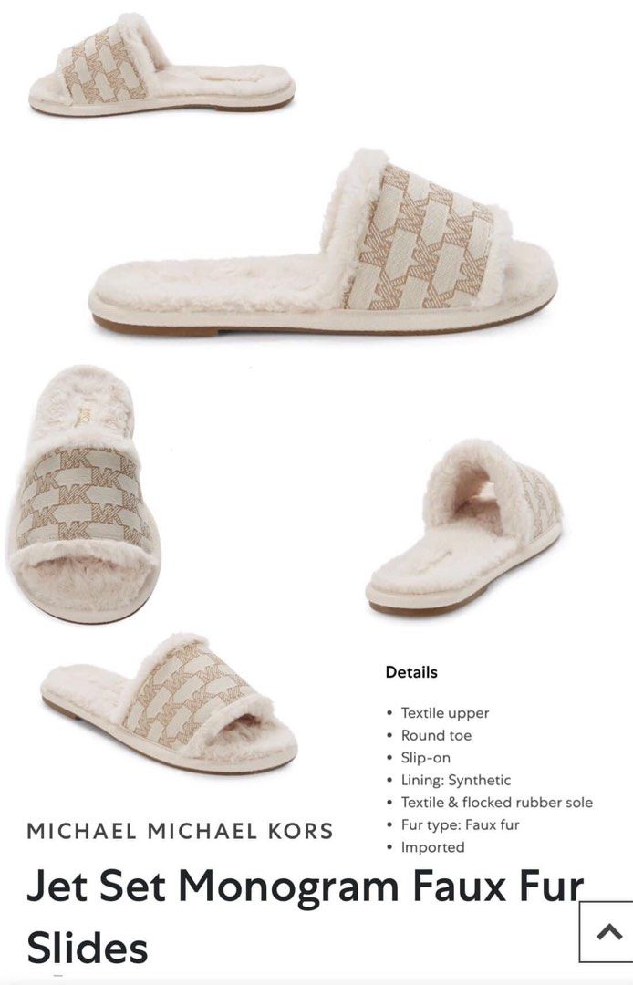Michael kors jet set faux fur slide slippers discount