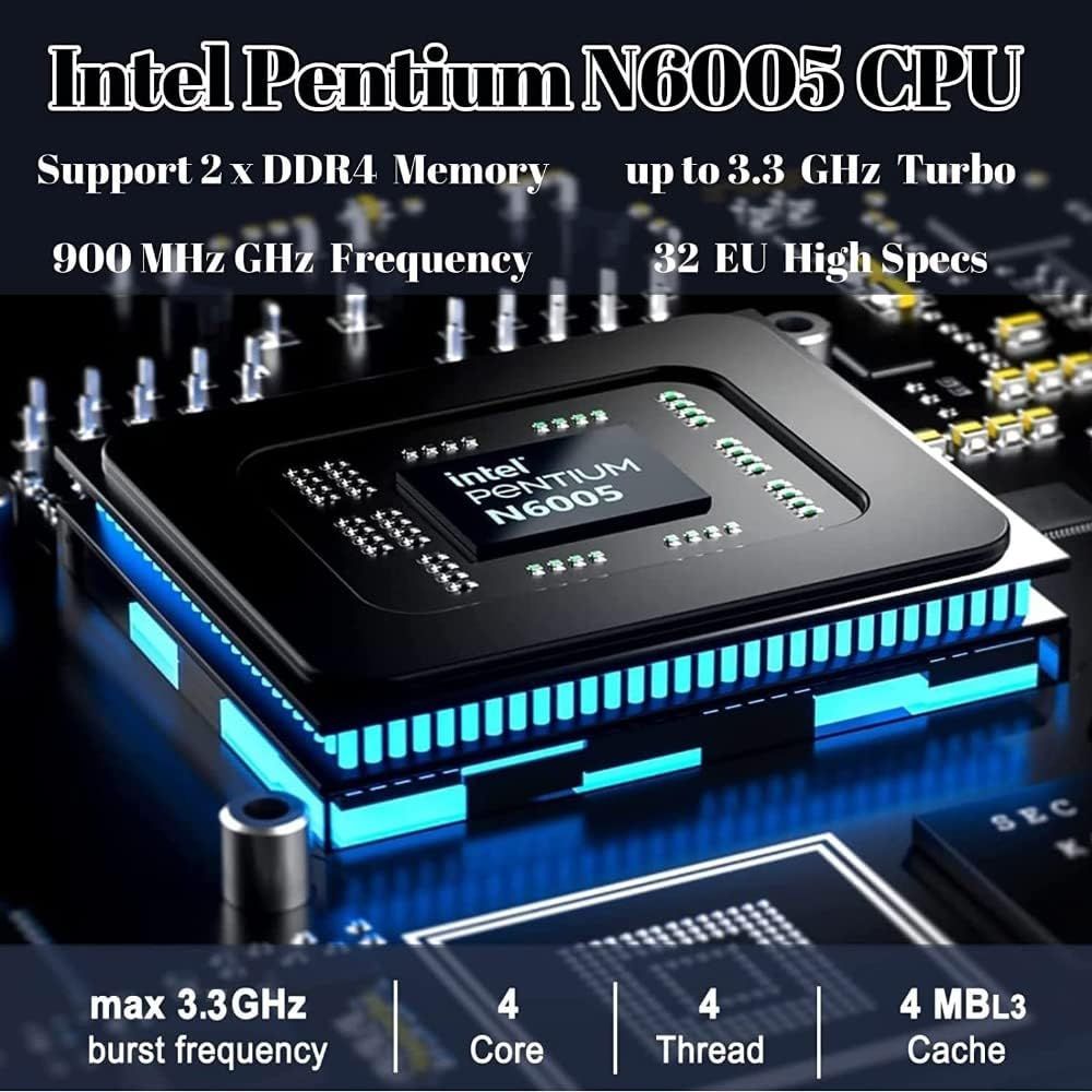 Mini PC Fanless Desktop Mini Computer Windows 11 Pro Micro PC Pentium ...
