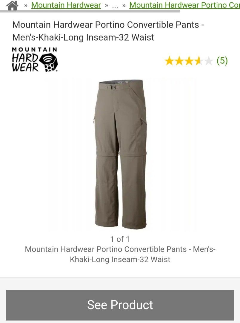Mountain hardwear convertible pants shop