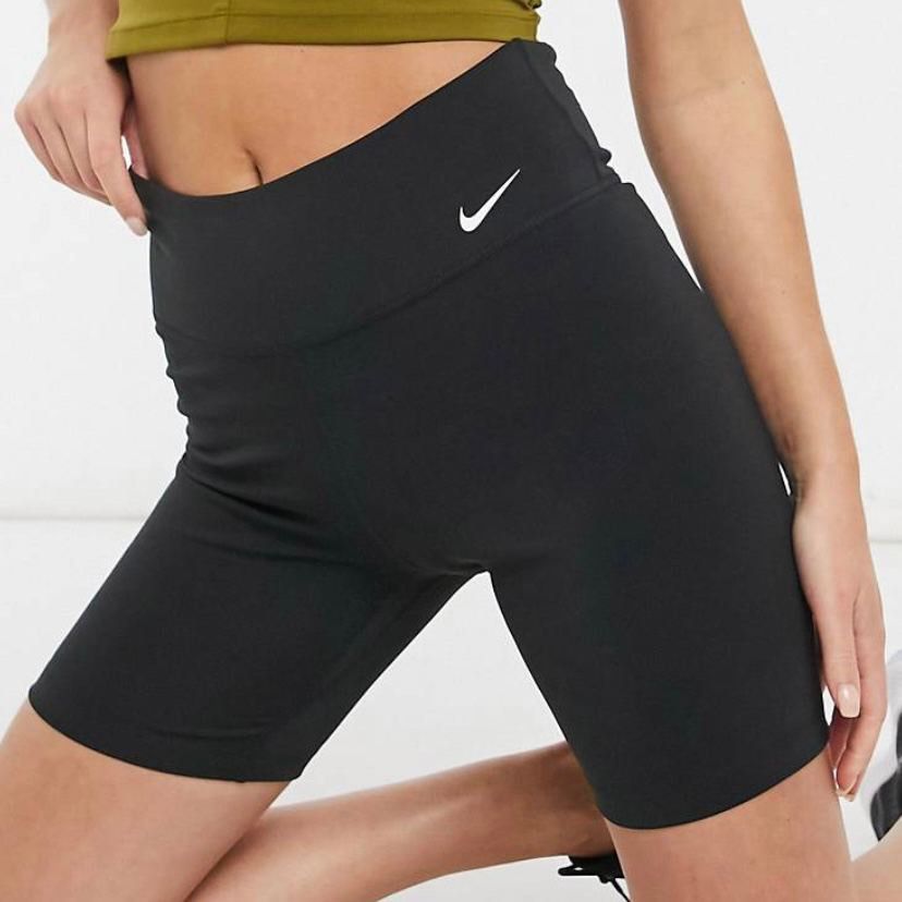 Nike legging shorts in black with mini swoosh, ASOS