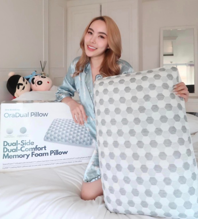 OraDual Pillow 4 in 1 Memory Foam Cooling Graphene Bamboo Charcoal Reduce Neck Head Furniture Home Living Bedding Towels on Carousell
