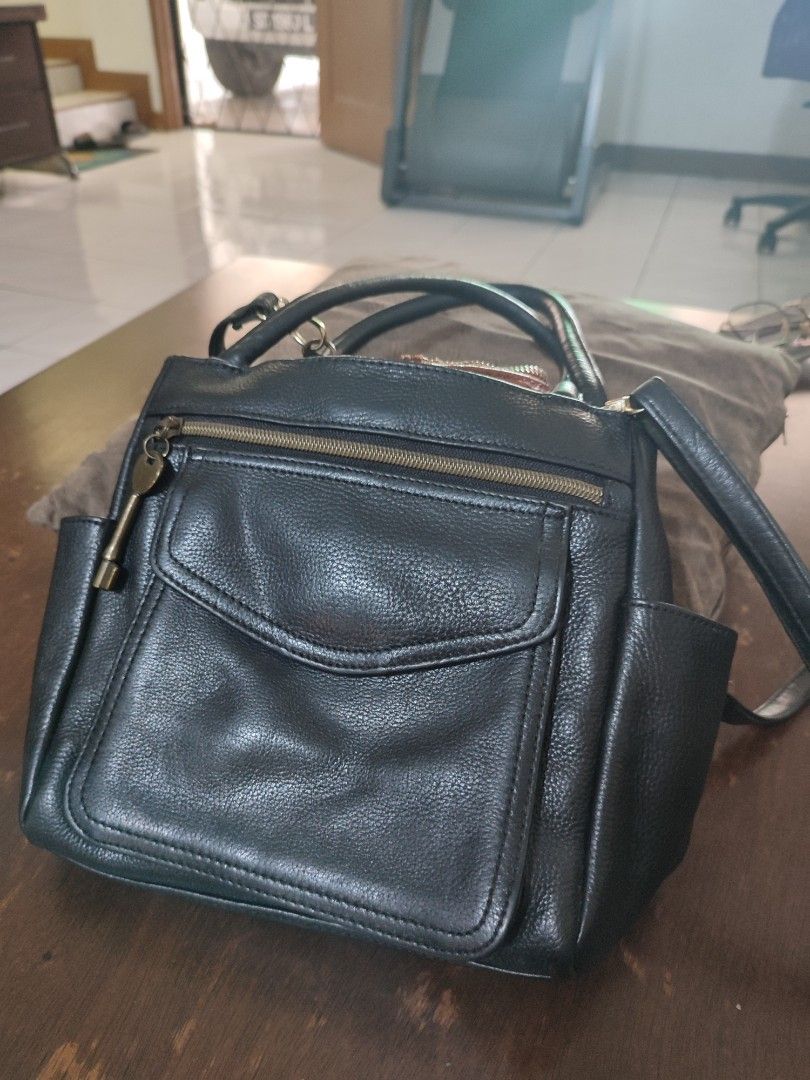 VNTG. FOSSIL KEY Two Toned Brown Leather Bag #75082 Shoulder Cross Body  Handbag $15.99 - PicClick