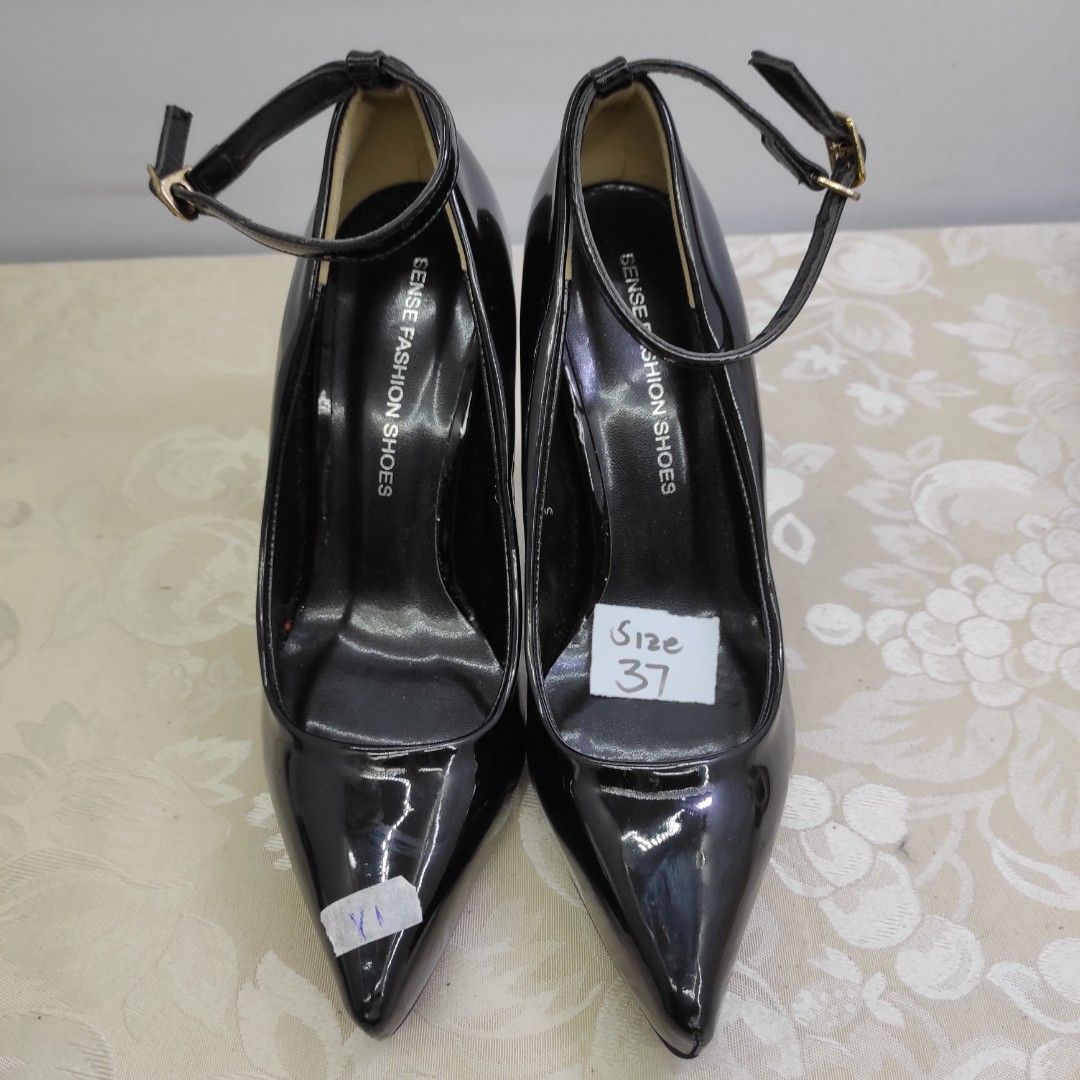 Pointed Toe 4 Inches Size 24 High Heels Black Shoes Korea 375 *Y1, Women'S  Fashion, Footwear, Heels On Carousell