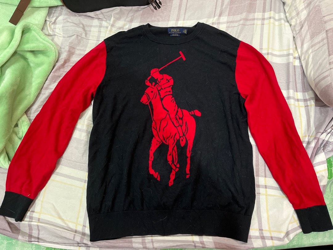 Black polo sweater hotsell with red horse