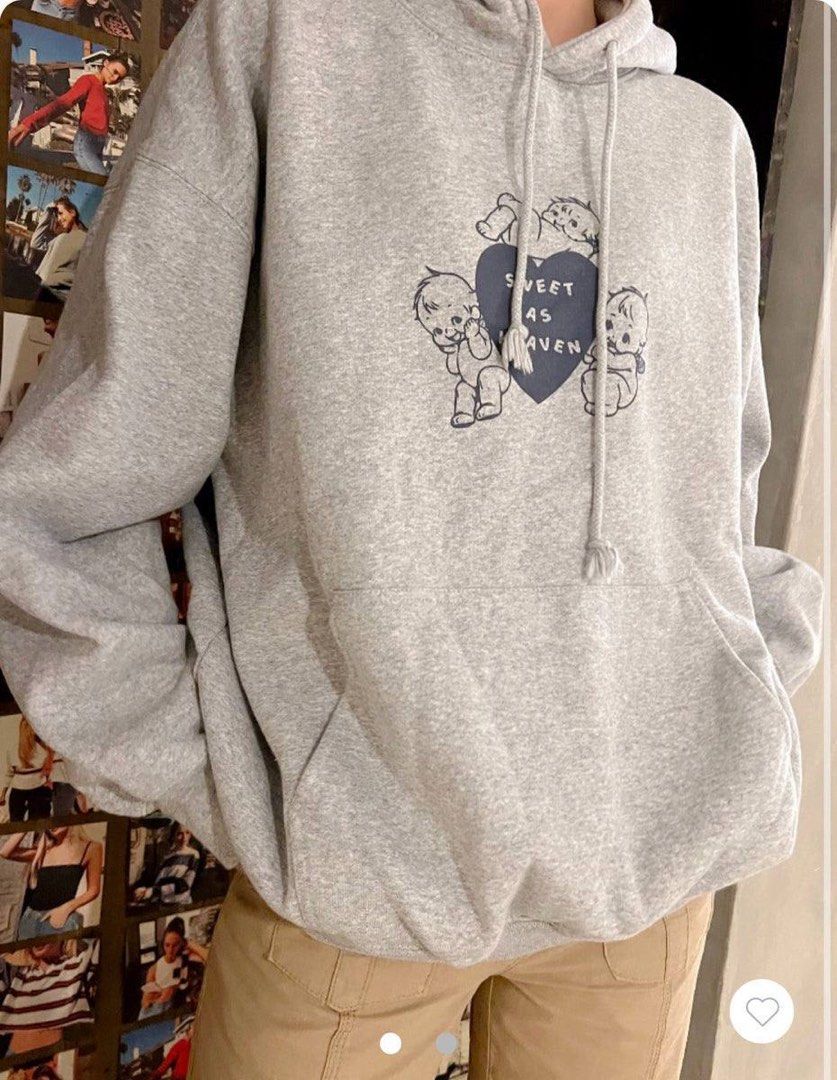RARE Authentic Brandy Melville Sweet As Heaven Cherub Oversized Grey  Christy Hoodie Jacket, Women's Fashion, Coats, Jackets and Outerwear on  Carousell