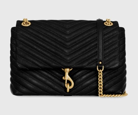 Rebecca Minkoff Edie Flap Shoulder Bag Black antique brass
