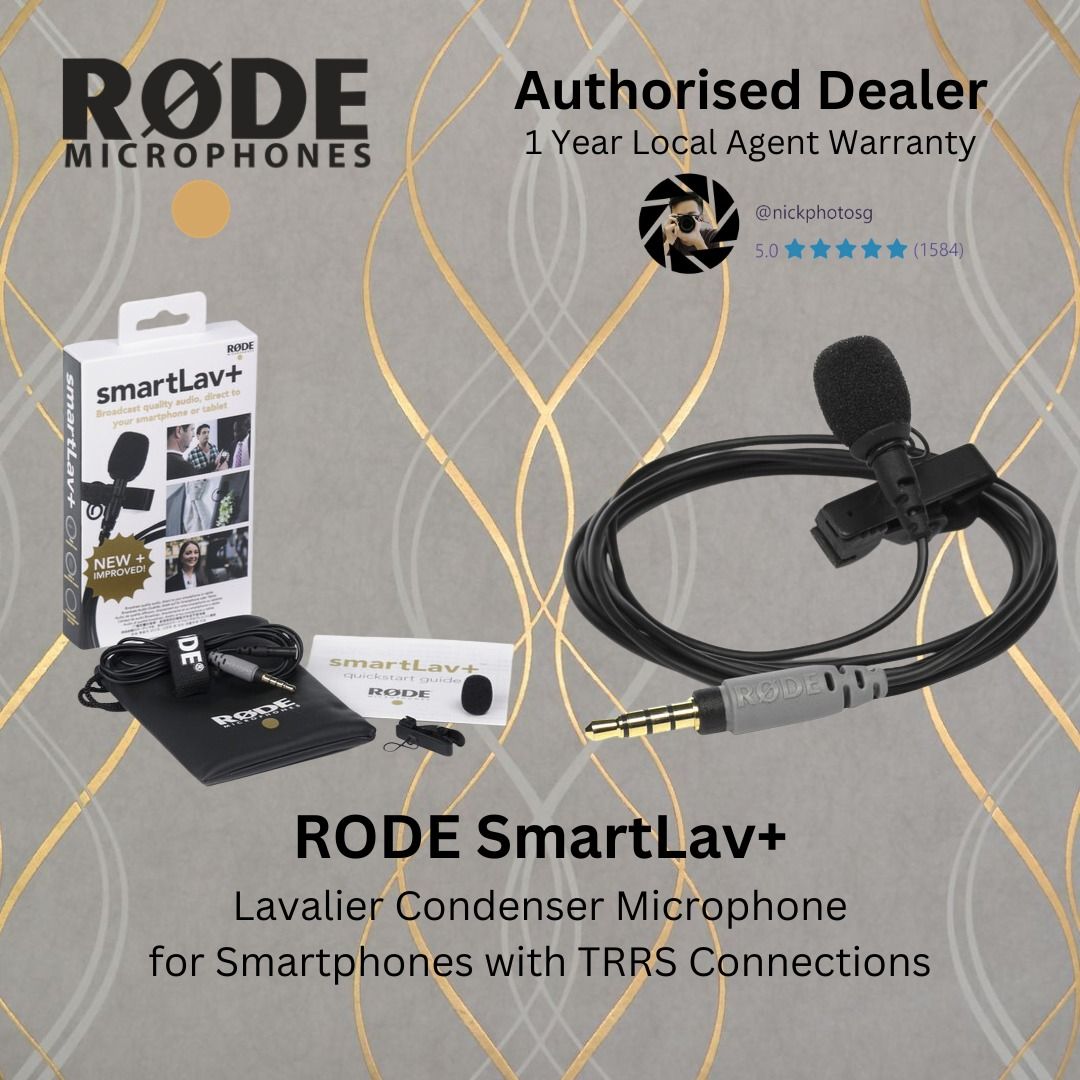 RODE SmartLav+ Lavalier Condenser Microphone for Smartphones with TRRS  Connections