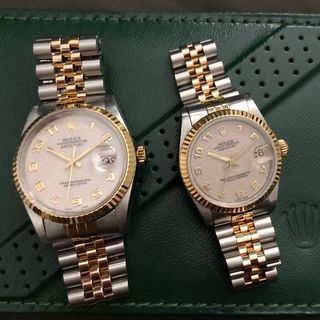 Rolex Ref. 16233 and Ref. 68273 Datejust Couple Watch Arabic Jubilee Ivory Dials (Project Reborn•Couple Watch)