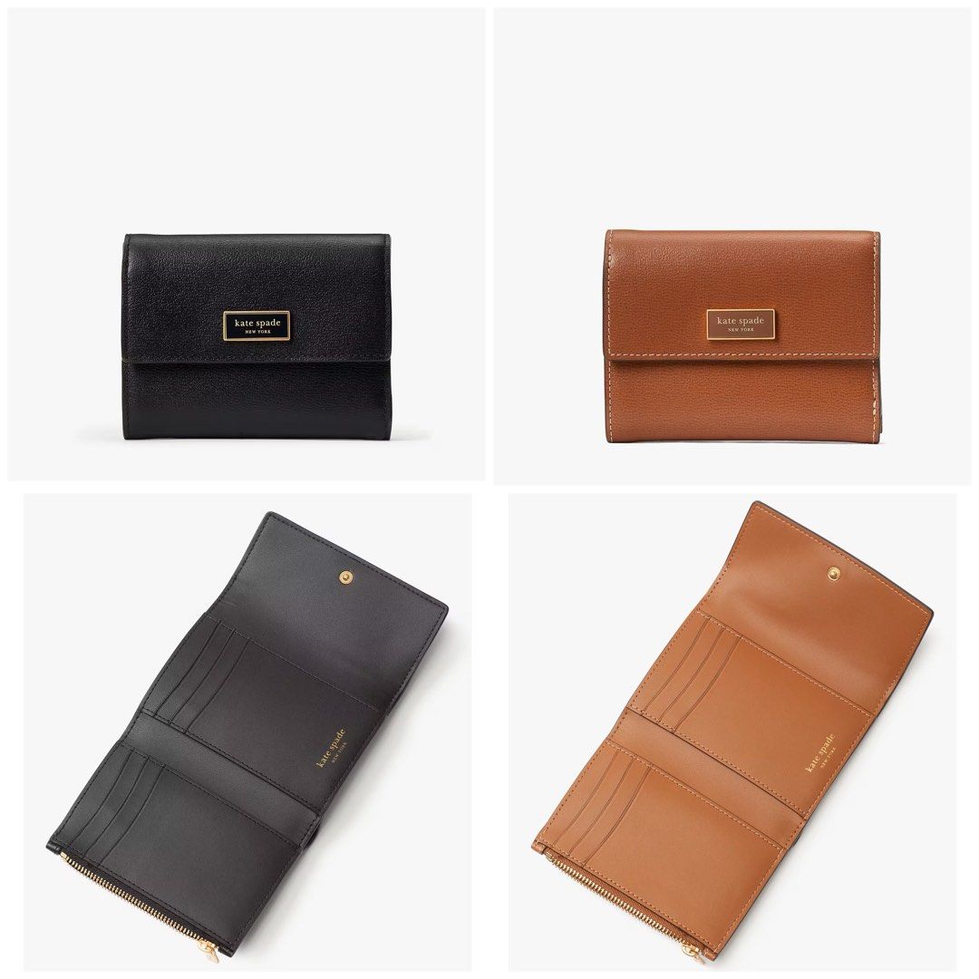 SALE ENDS 4 SEPT Kate Spade Katy Bifold Flap Wallet Trifold Black Allspice Cake Brown