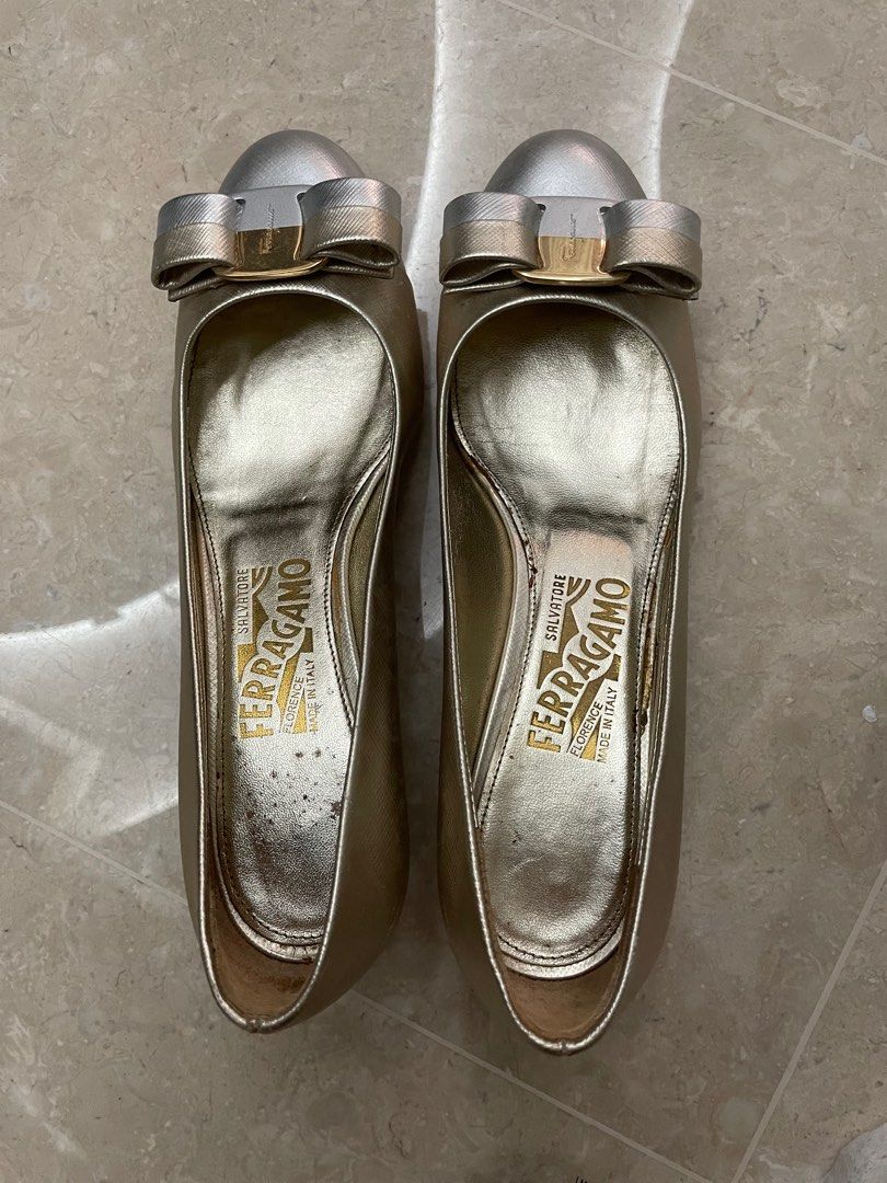Gold and silver flat shoes online