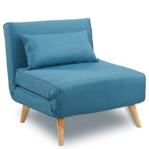 Sarantino Adjustable Corner Sofa 1 Seater Lounge Linen Bed Seat – Blue