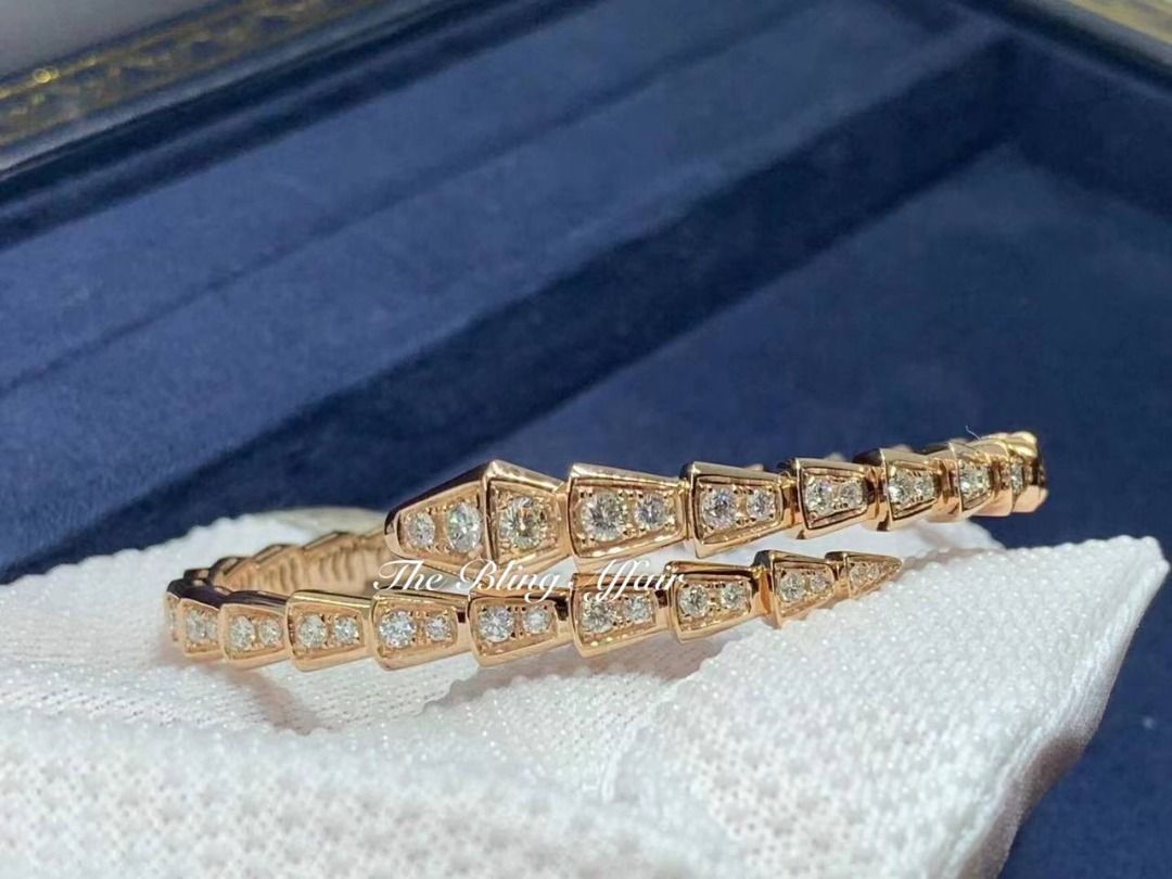 Serpenti Viper 1 Coil SM Diamond Bracelet Rose Gold Women s