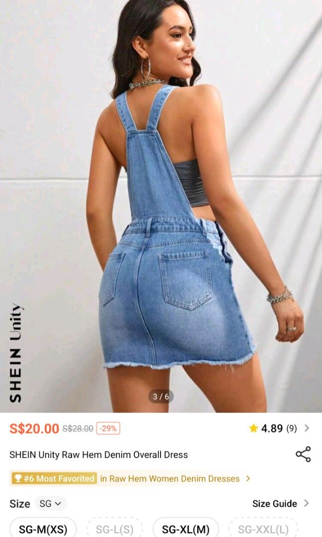 SHEIN Plus Button Side Denim Overall Dress  SHEIN