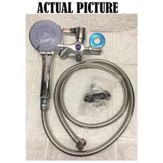 Shower Head, Shower Hose, Two-way Faucet (150cm) w/ Tox, Screws [Shower Set]