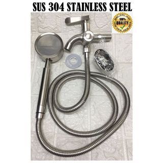 Shower Set, Shower Hose, Shower Head, Two-way Faucet w/ Tox, Screws [150cm] STAINLESS STEEL