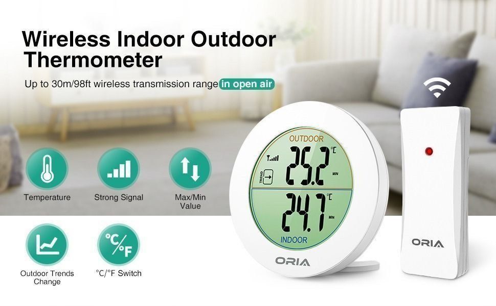 DOQAUS Digital LCD Hygrometer Indoor Thermometer Humidity Gauge Humidity  Monitor for Home, Bedroom, Baby Room, Office, Greenhouse (Yellow) 