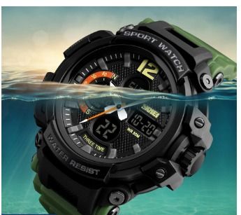 SKMEI Men s Triple Time Display Military Rugged Sports Watch