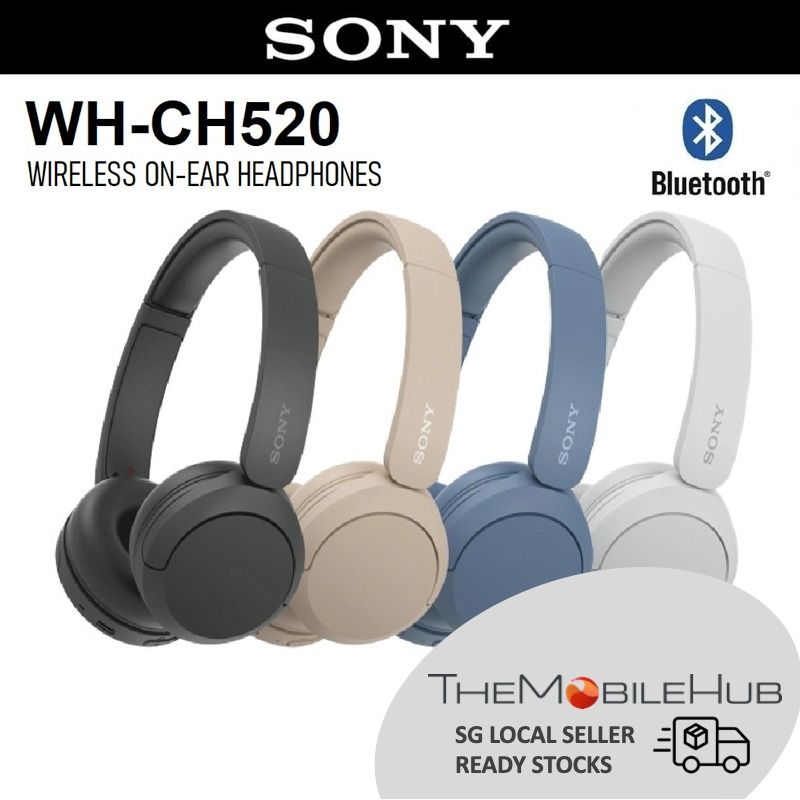 WH-CH520 Wireless Headphones, SONY Bluetooth On-Ear Headset with  Microphone, Blue New 