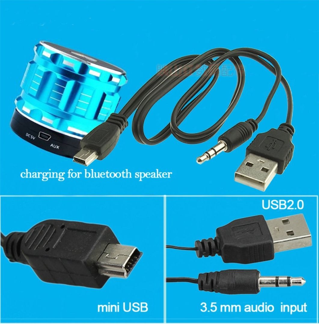 CABLE FOR SPEAKER. (AUDIO JACK 3.5 mm, micro usb 5 pin, usb), Audio,  Portable Audio Accessories on Carousell