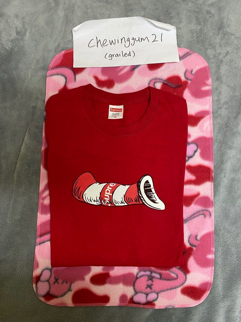 Supreme cat in hot sale the hat tee red