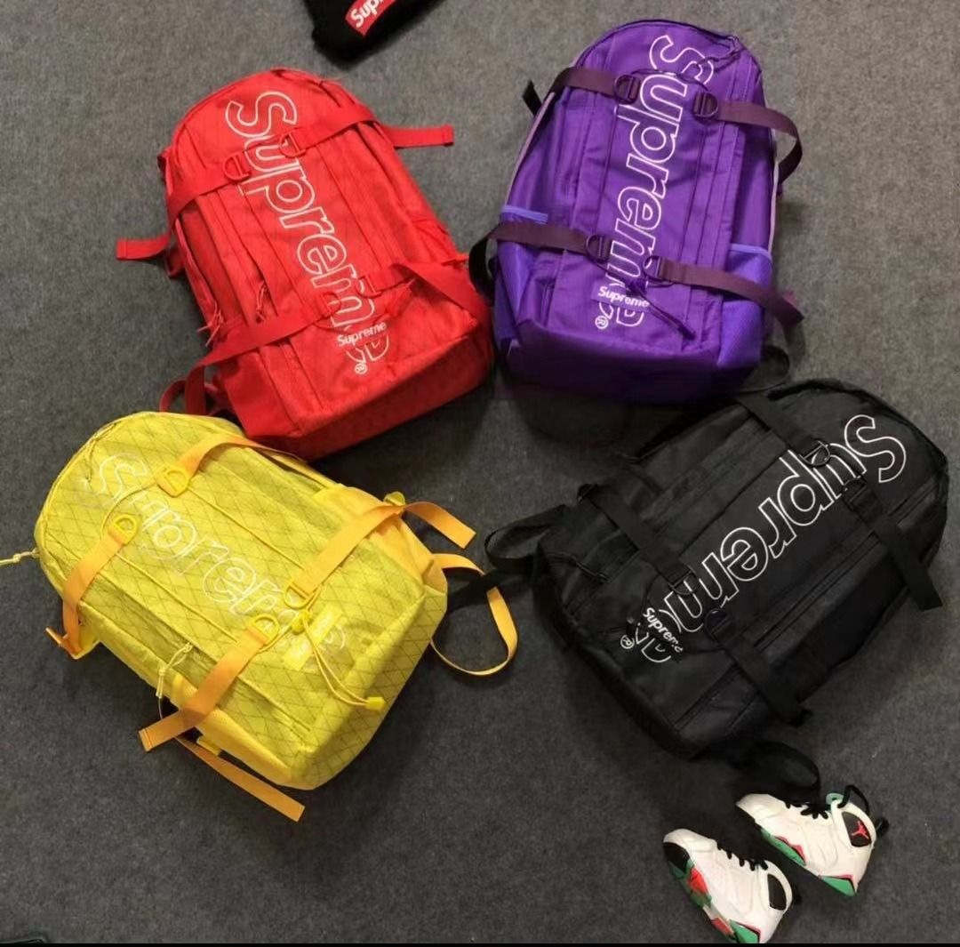 Supreme FW18 Backpack 印花百搭款機能風書包背包雙肩包男女同款, 男裝