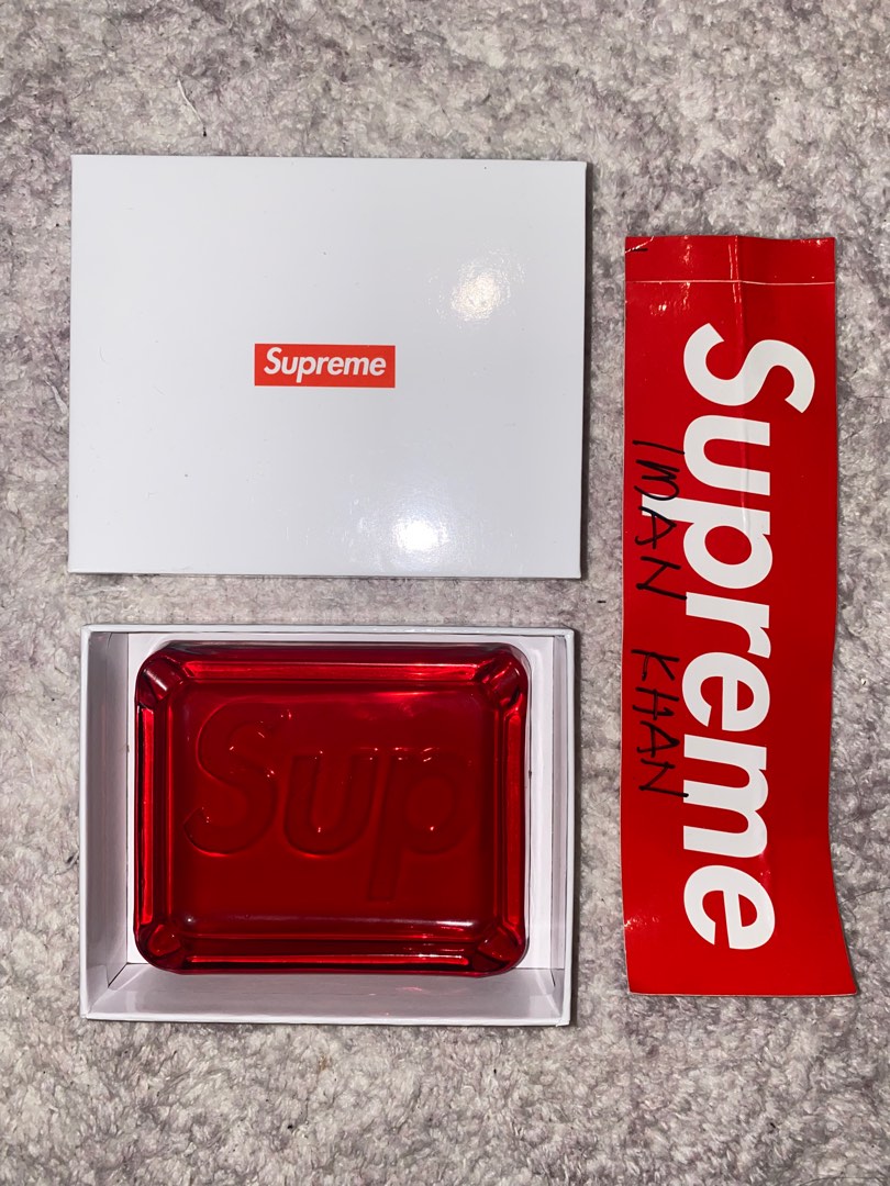 Supreme SS20 Debossed Glass Ashtray Red, Luxury, Accessories on