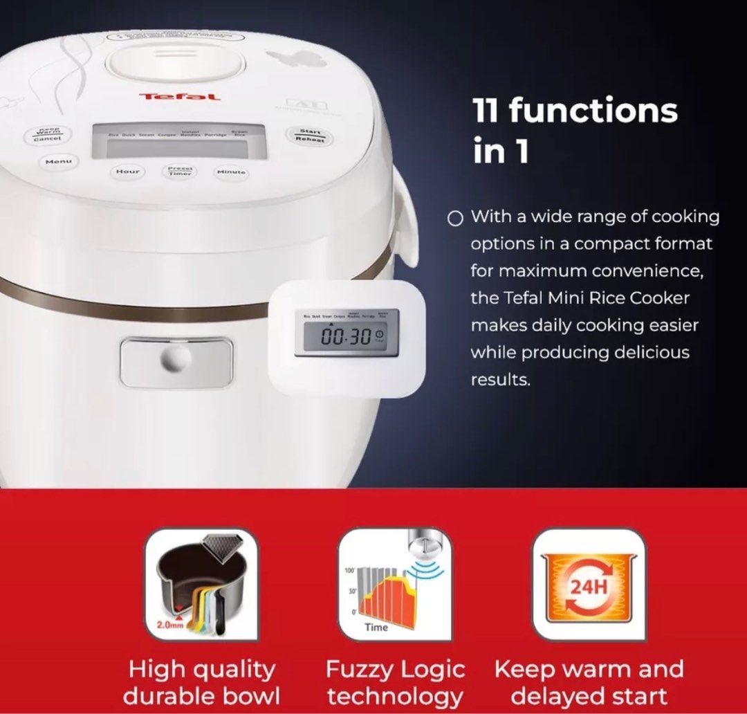 TEFAL Digital Mini Rice Cooker RK5001 with accessories (11 FUNCTIONS IN