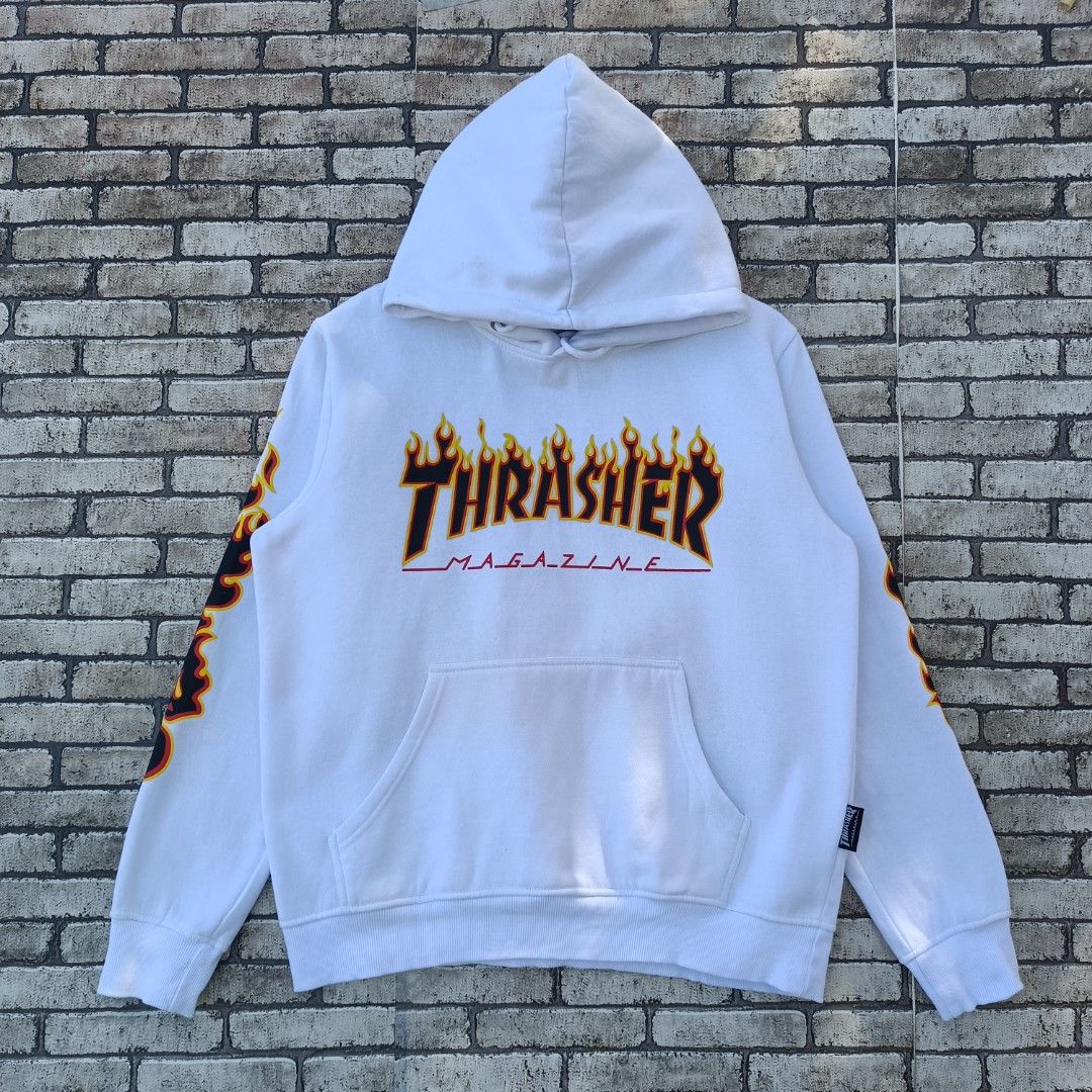 Thrasher flame sleeve hoodie store