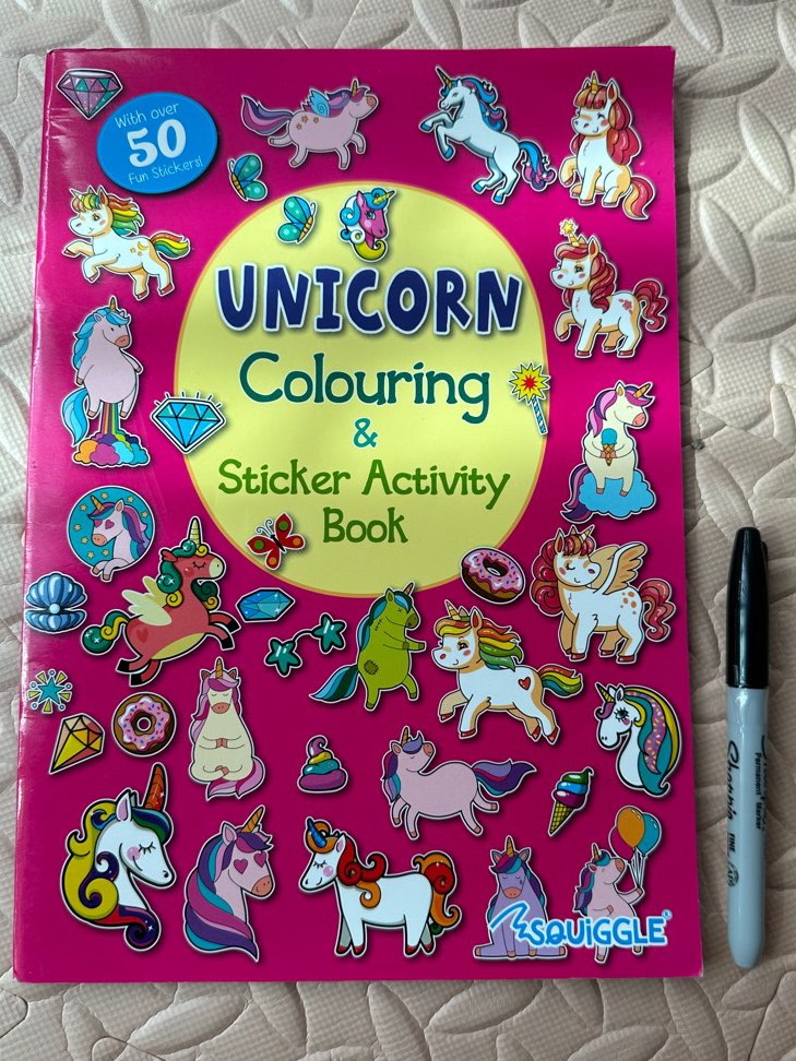 Unicorn Colouring and Sticker Activity Book, Hobbies & Toys, Books
