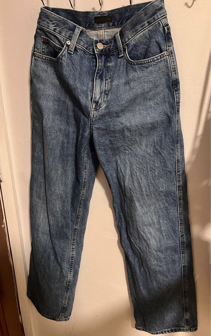 Uniqlo wide fit jeans blue, Women's Fashion, Bottoms, Jeans