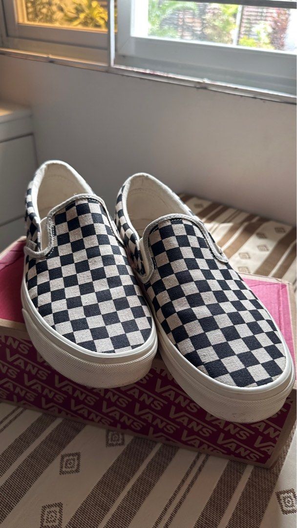 Vans Eco Theory Checkerboard Slip On (Category: Sneakers) located in Manila. Submitted by aaq12345 (Listing ID 1251592886, Image 1). Description: 9.5 US RFS: Wrong size Excellent condition Worn once.