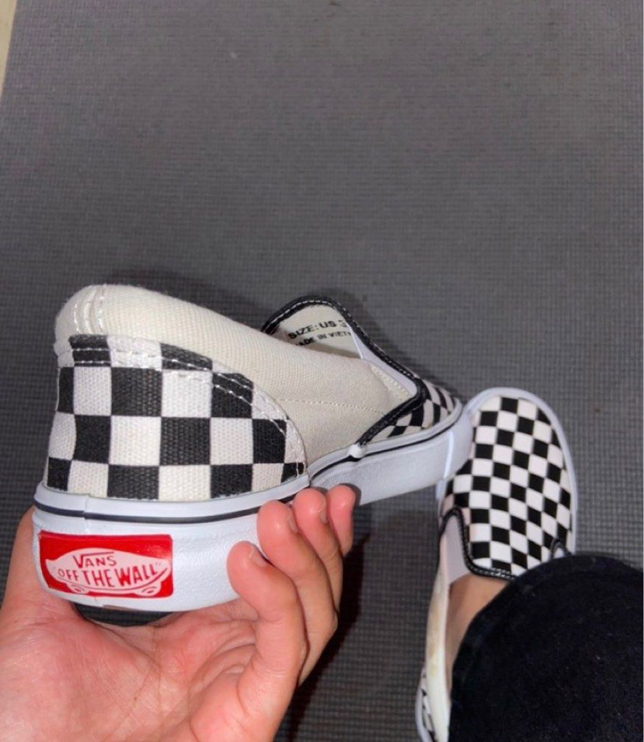 Black and white checkered vans size 3 clearance