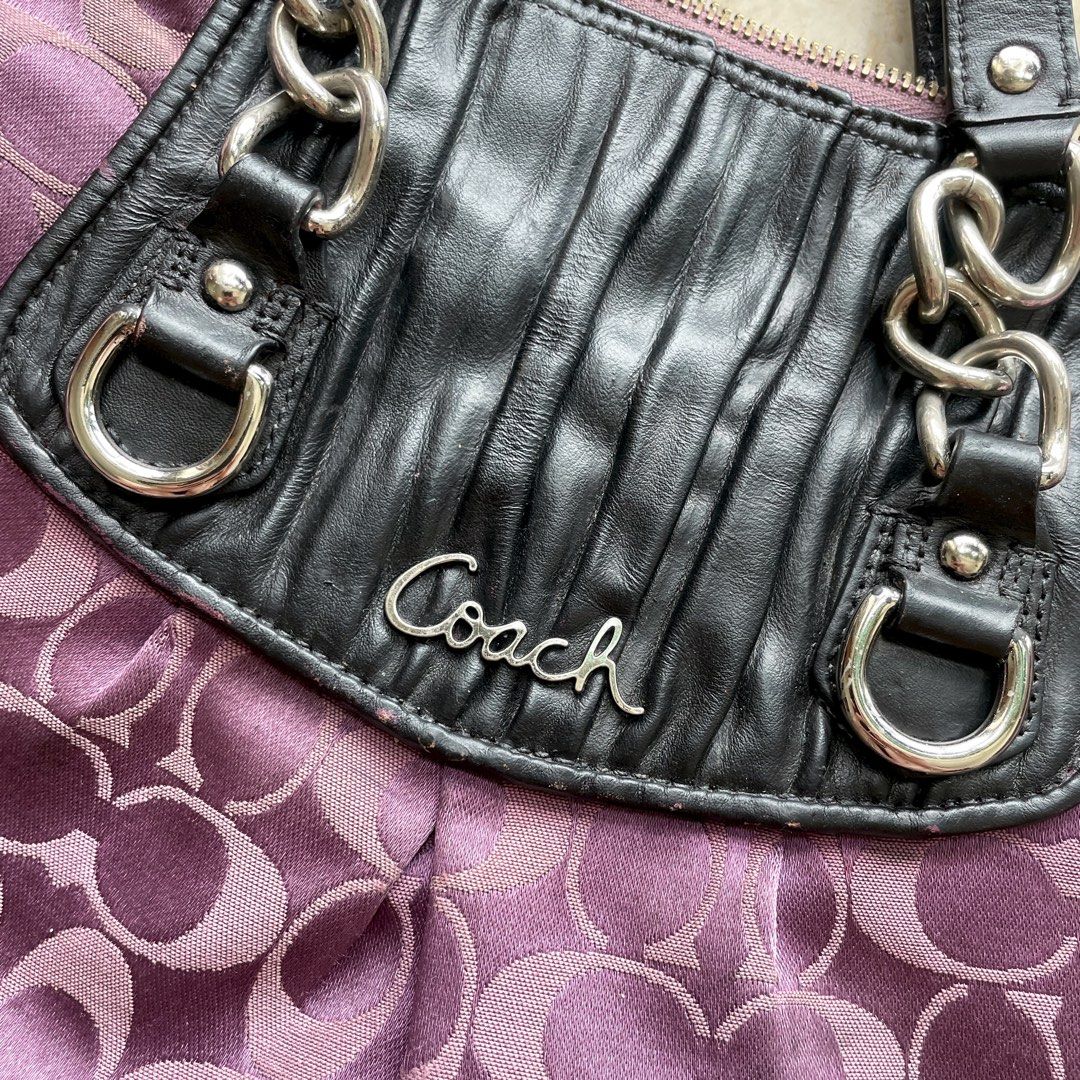 Coach bag with purple strap best sale
