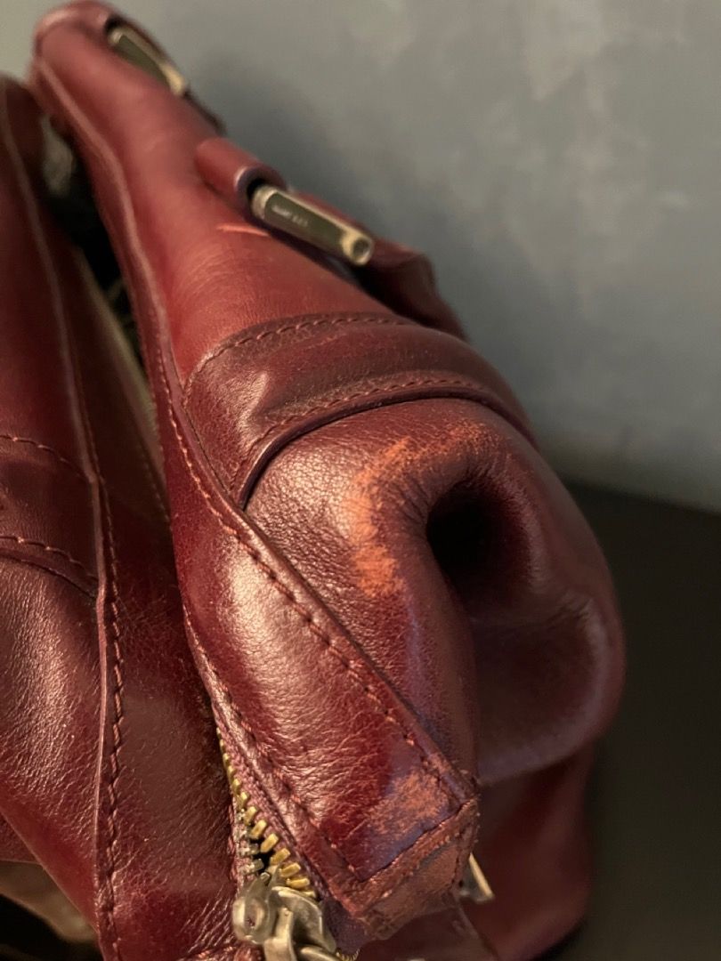 Maroon leather bag sale