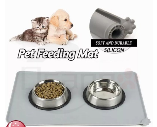 Leashboss Splash Mat Dog Food Silicone Tray with Tall Lip - Gray