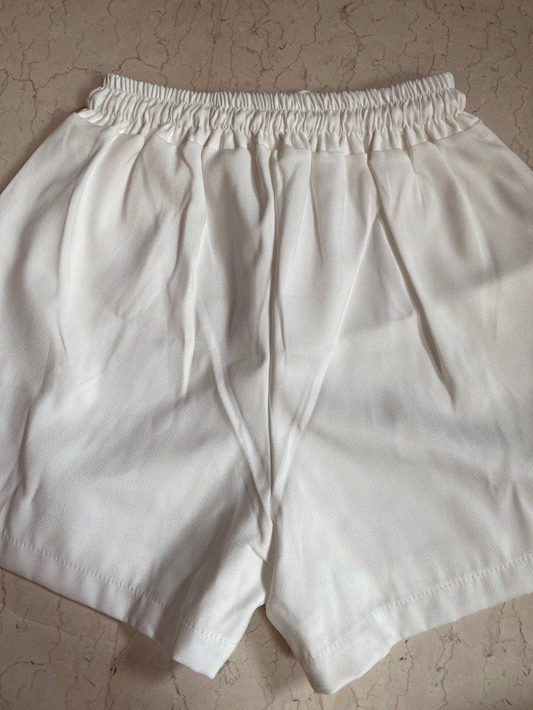 White cotton drawstring shorts best sale
