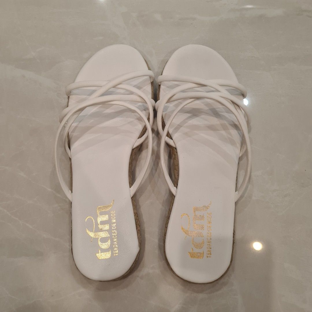 White Espadrille Flats Sandals Size 36 Women s Fashion Footwear
