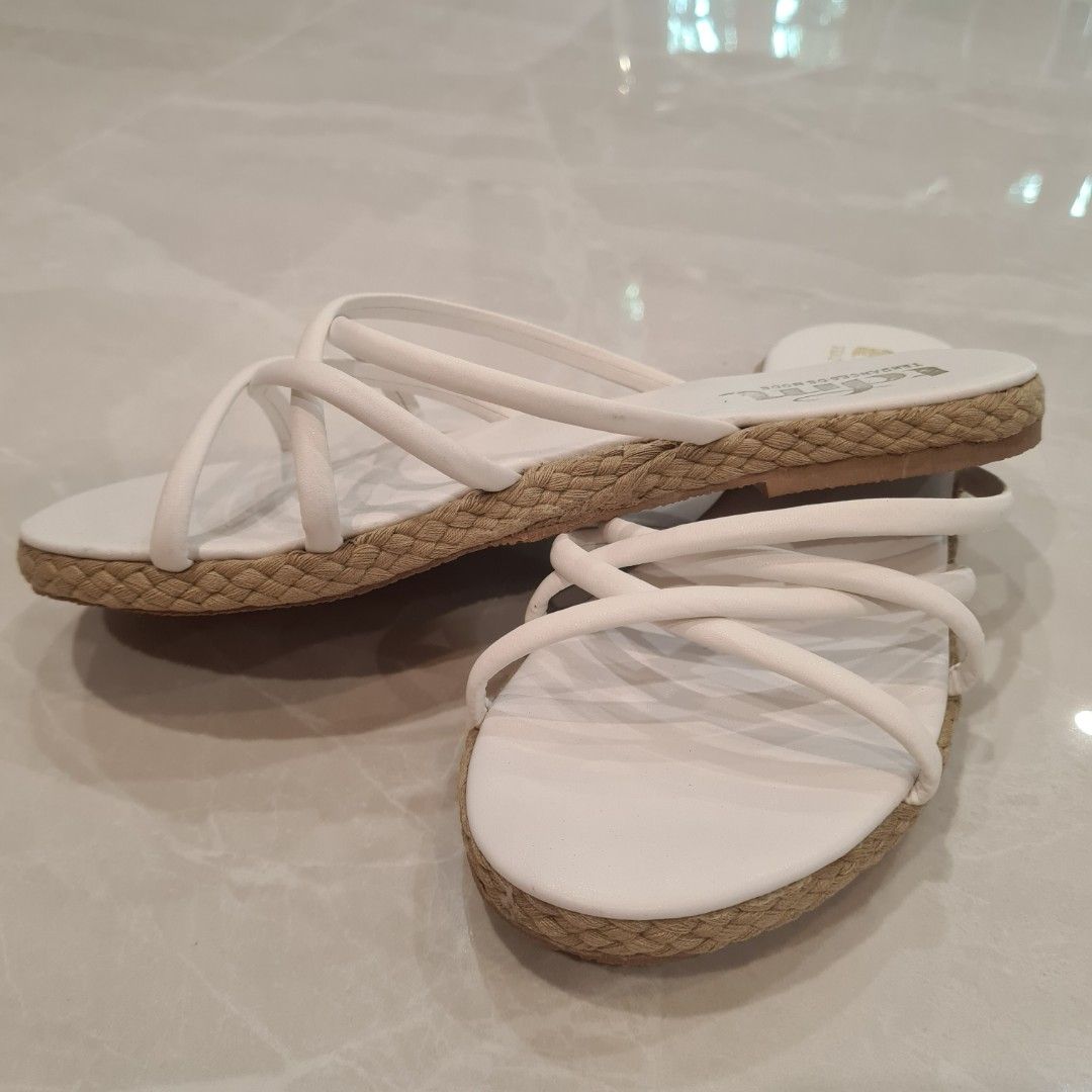 White Espadrille Flats Sandals Size 36 Women s Fashion Footwear