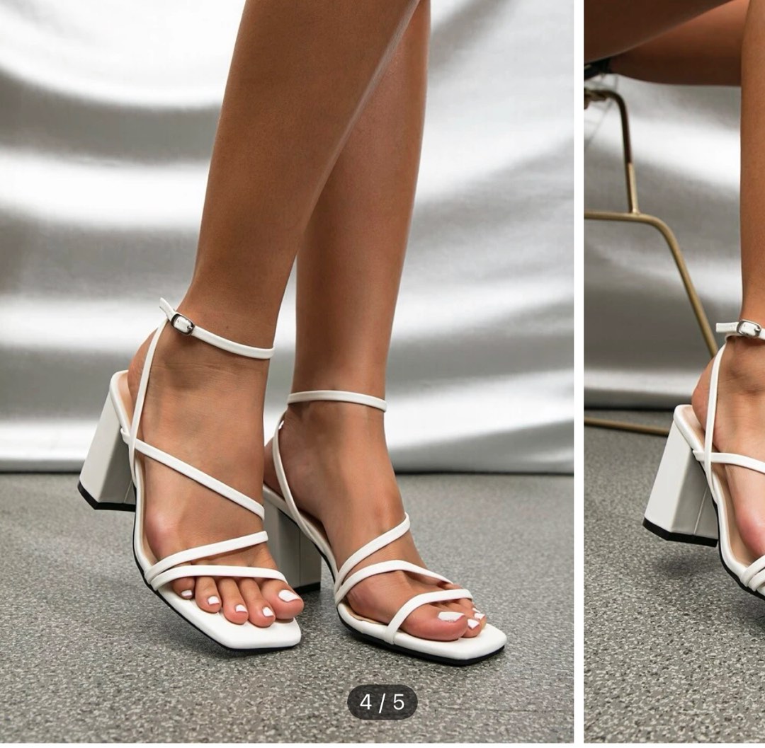 White sandals hotsell heels